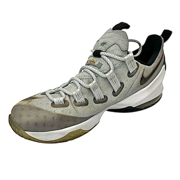 Nike LeBron XIII Low Basketball Shoes Grey Gold Mens Size 9.5 Medium Pre-Owned - Picture 2 of 9